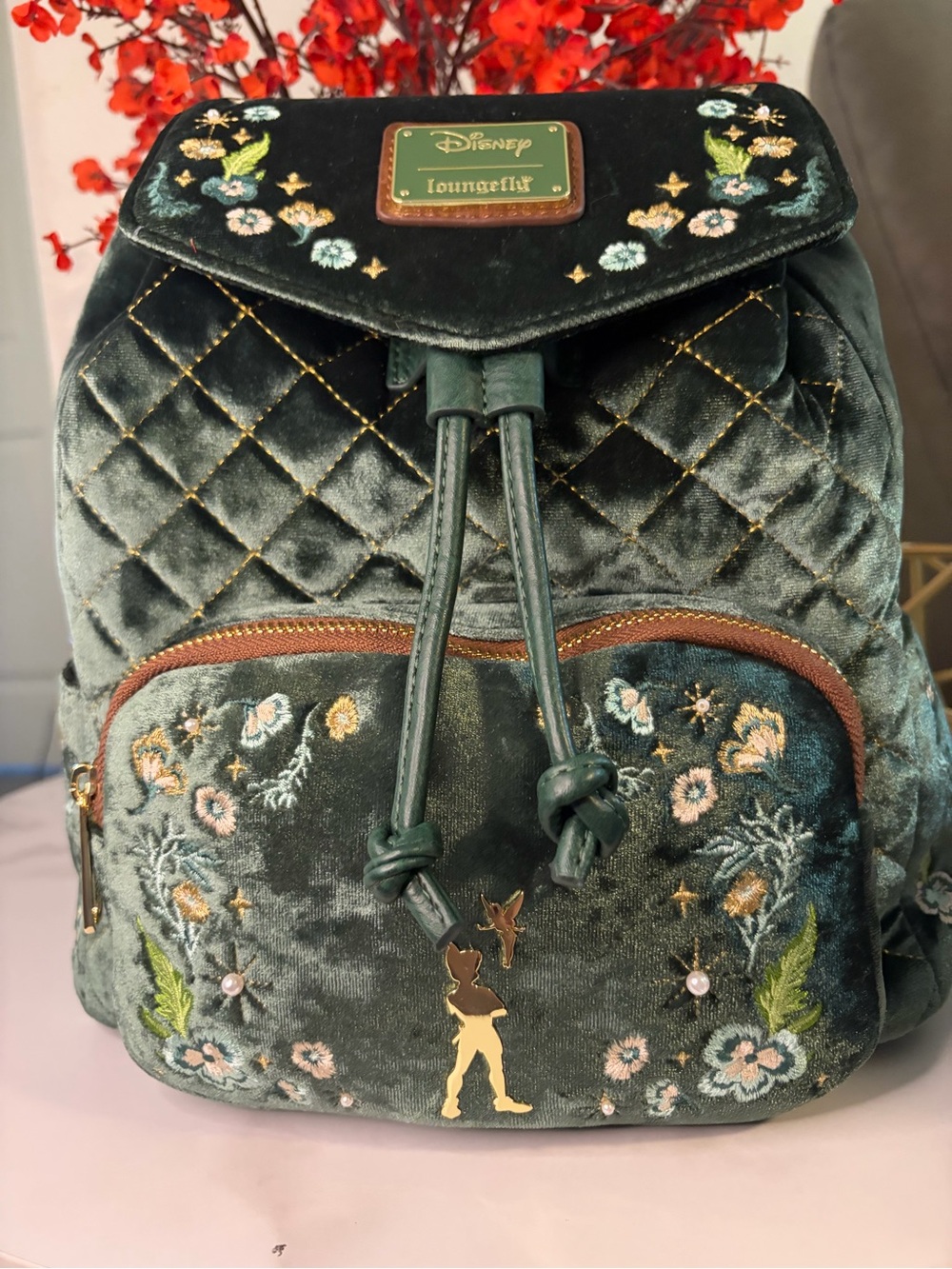 NWT Loungefly Peter Pan Exclusive Quilted Texture Mini Backpack